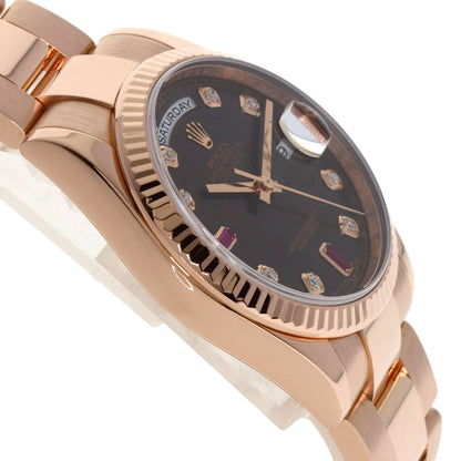 ROLEX ロレックス 118235F デイデイト ルビー ダイヤモンド 腕時計 K18PG メンズ 中古