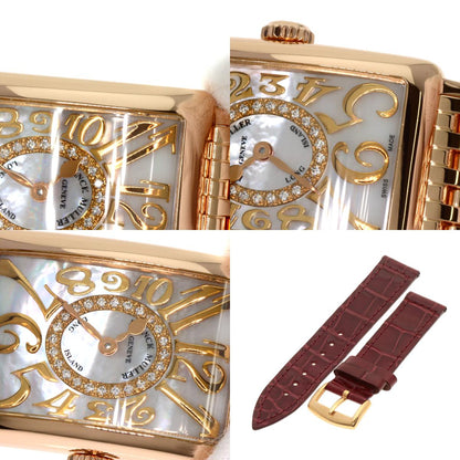 FRANCK MULLER フランクミュラー 902QZRELMOP CD1R ロングアイランド ダイヤモンド マザーオブパール 腕時計 K18PG レディース 中古