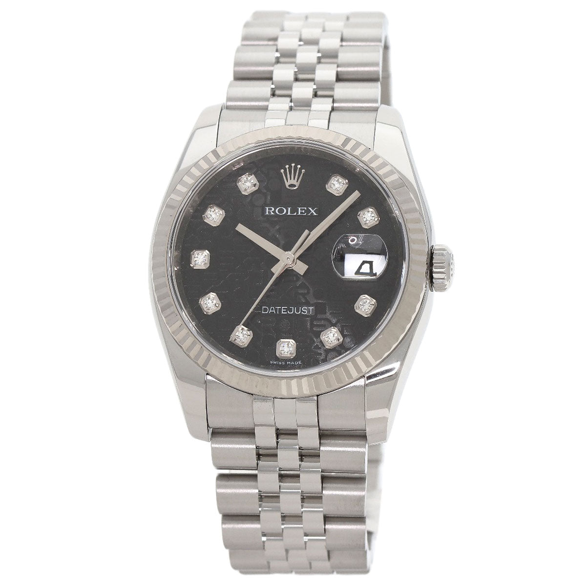ROLEX ロレックス 116234G デイトジャスト 10P ダイヤモンド 腕時計 SS メンズ 中古
