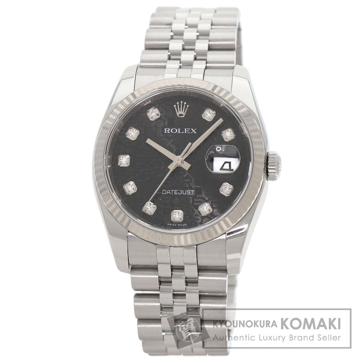 ROLEX ロレックス 116234G デイトジャスト 10P ダイヤモンド 腕時計 SS メンズ 中古