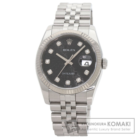 ROLEX ロレックス 116234G デイトジャスト 10P ダイヤモンド 腕時計 SS メンズ 中古