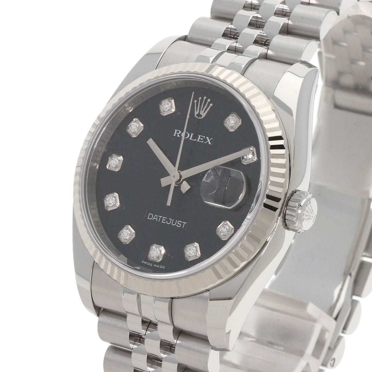 ROLEX ロレックス 116234G デイトジャスト 10P ダイヤモンド 腕時計 SS メンズ 中古