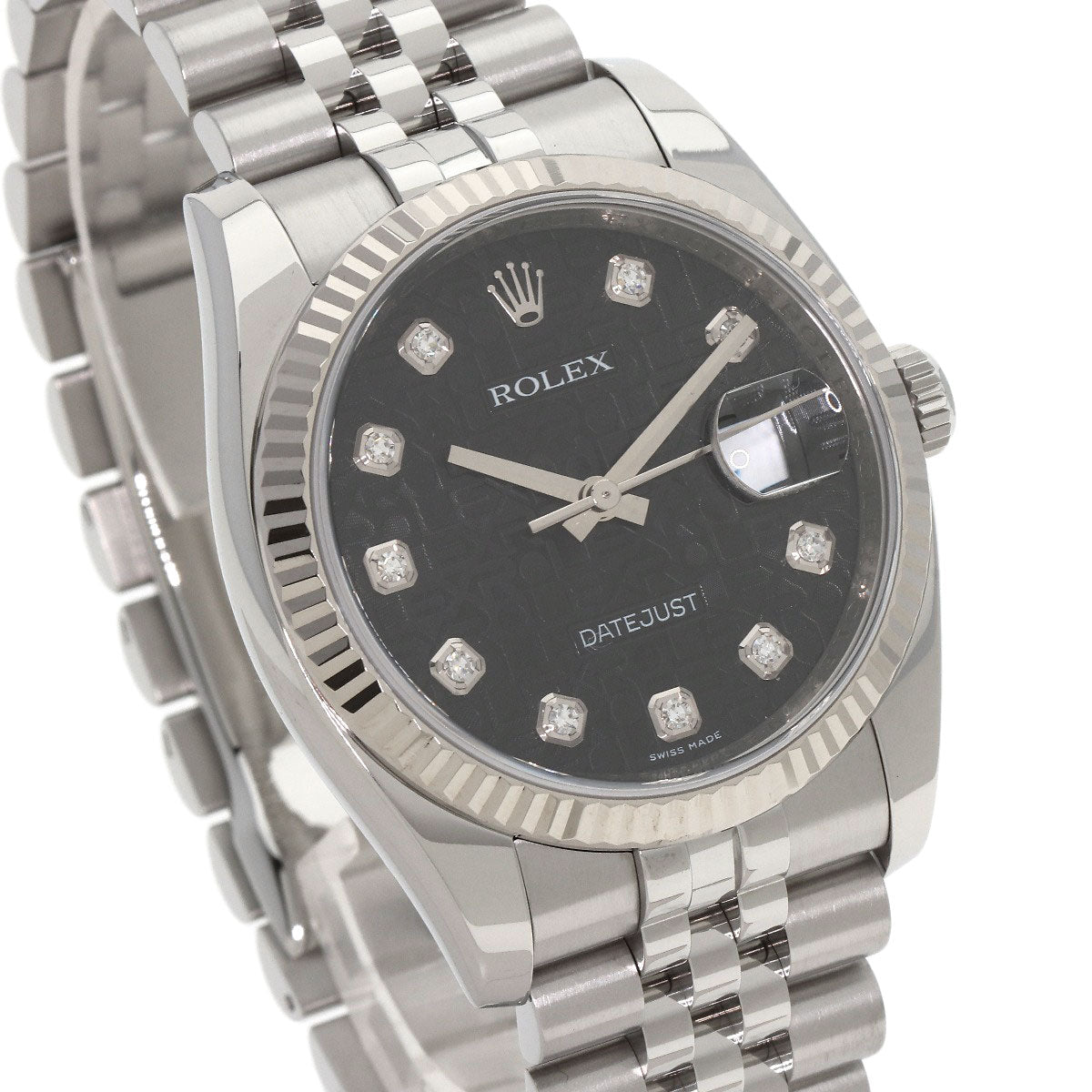 ROLEX ロレックス 116234G デイトジャスト 10P ダイヤモンド 腕時計 SS メンズ 中古