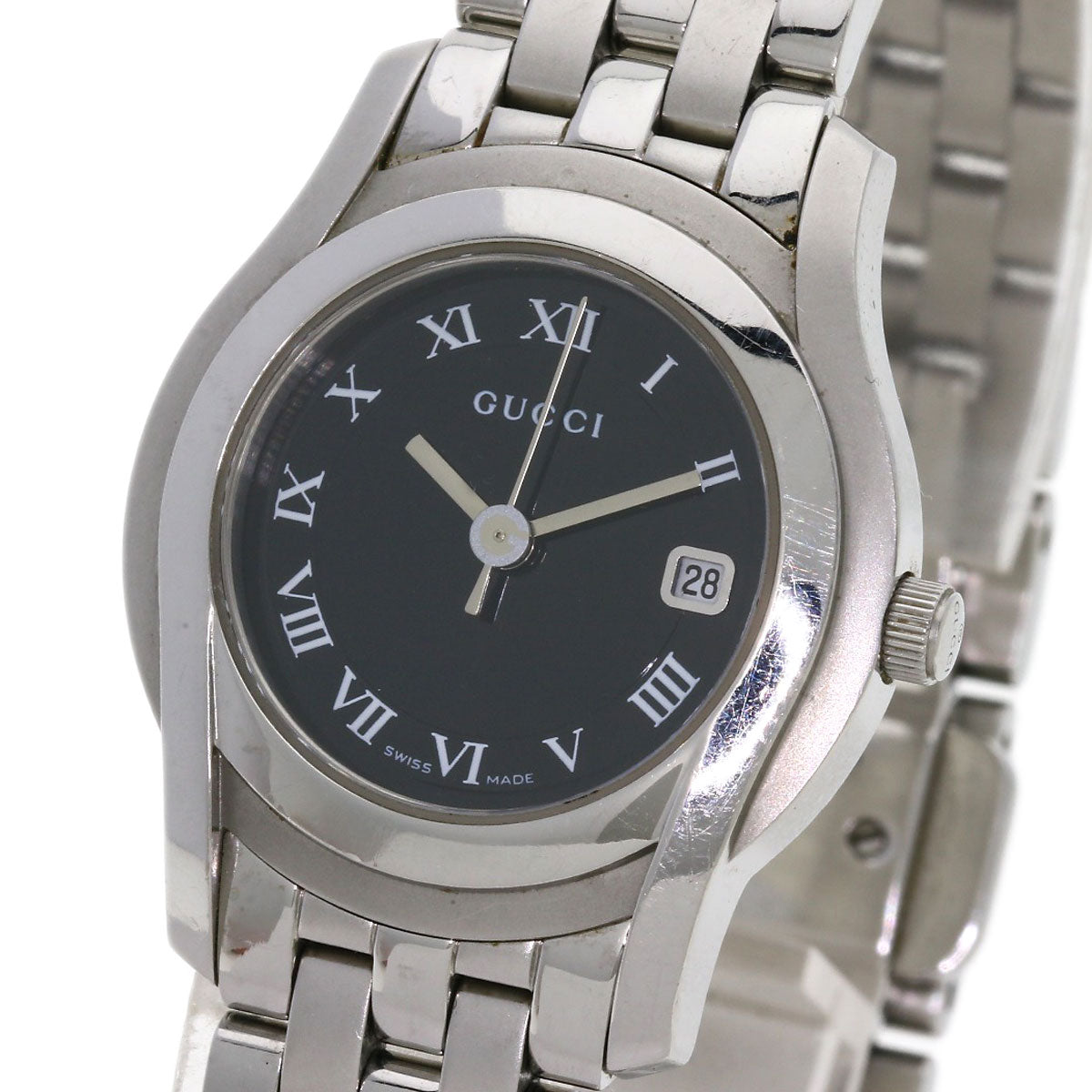 GUCCI グッチ 5500L ラウンドフェイス 腕時計 SS レディース 中古
