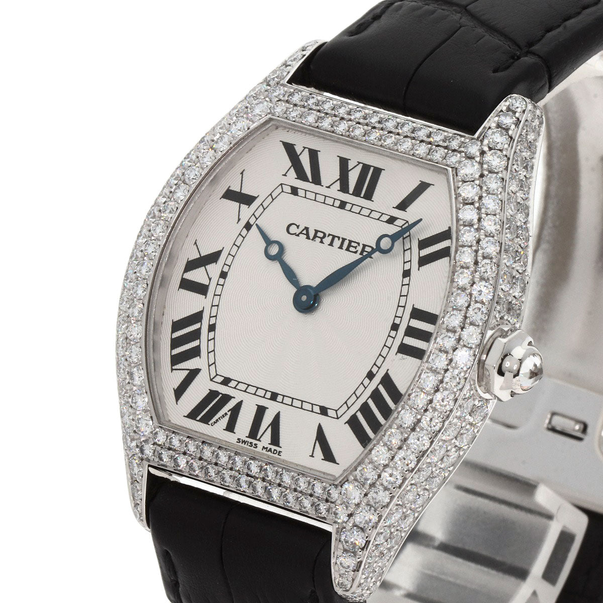 CARTIER カルティエ WA504351 トーチュ LM ケース ベゼル ダイヤモンド 腕時計 K18WG メンズ 中古