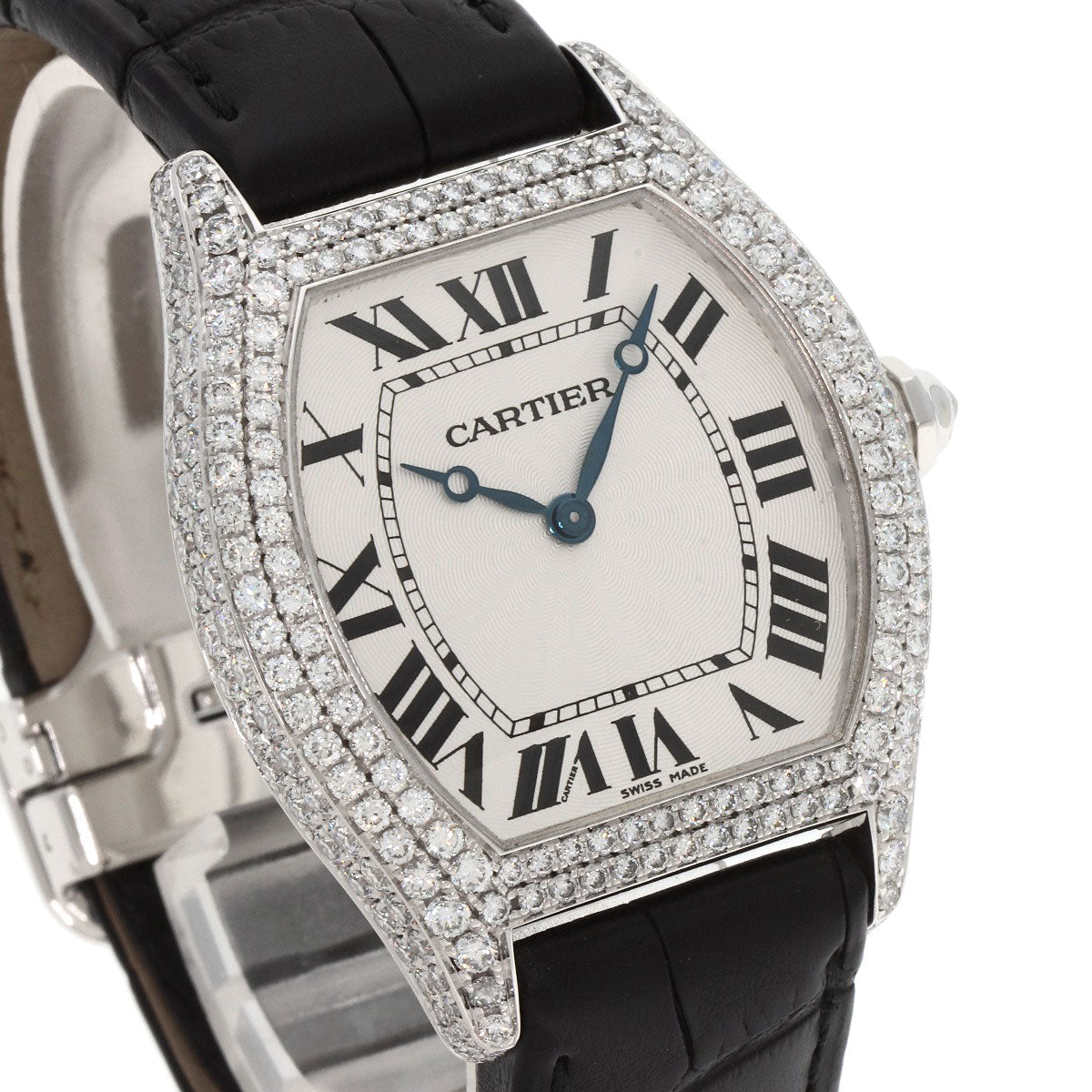 CARTIER カルティエ WA504351 トーチュ LM ケース ベゼル ダイヤモンド 腕時計 K18WG メンズ 中古