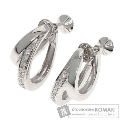 MIKIMOTO ミキモト ダブル フープ ダイヤモンド イヤリング K18WG レディース 中古