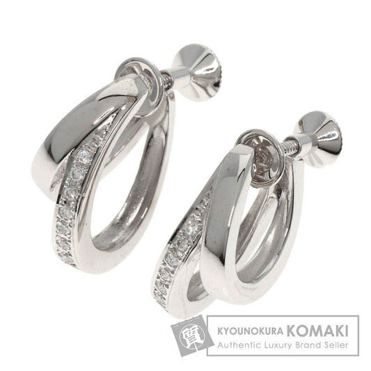 MIKIMOTO ミキモト ダブル フープ ダイヤモンド イヤリング K18WG レディース 中古