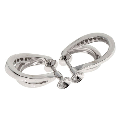 MIKIMOTO ミキモト ダブル フープ ダイヤモンド イヤリング K18WG レディース 中古