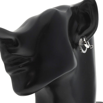 MIKIMOTO ミキモト ダブル フープ ダイヤモンド イヤリング K18WG レディース 中古