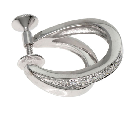 MIKIMOTO ミキモト ダブル フープ ダイヤモンド イヤリング K18WG レディース 中古