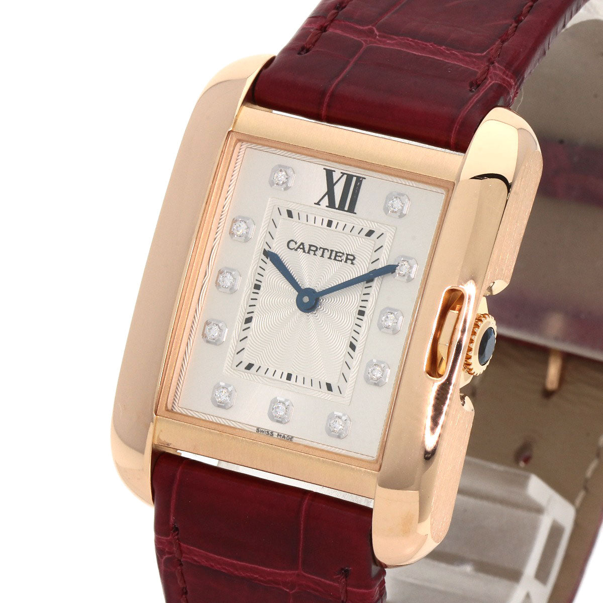 CARTIER カルティエ WJTA0009 タンクアングレーズMM 腕時計 K18PG ボーイズ 中古