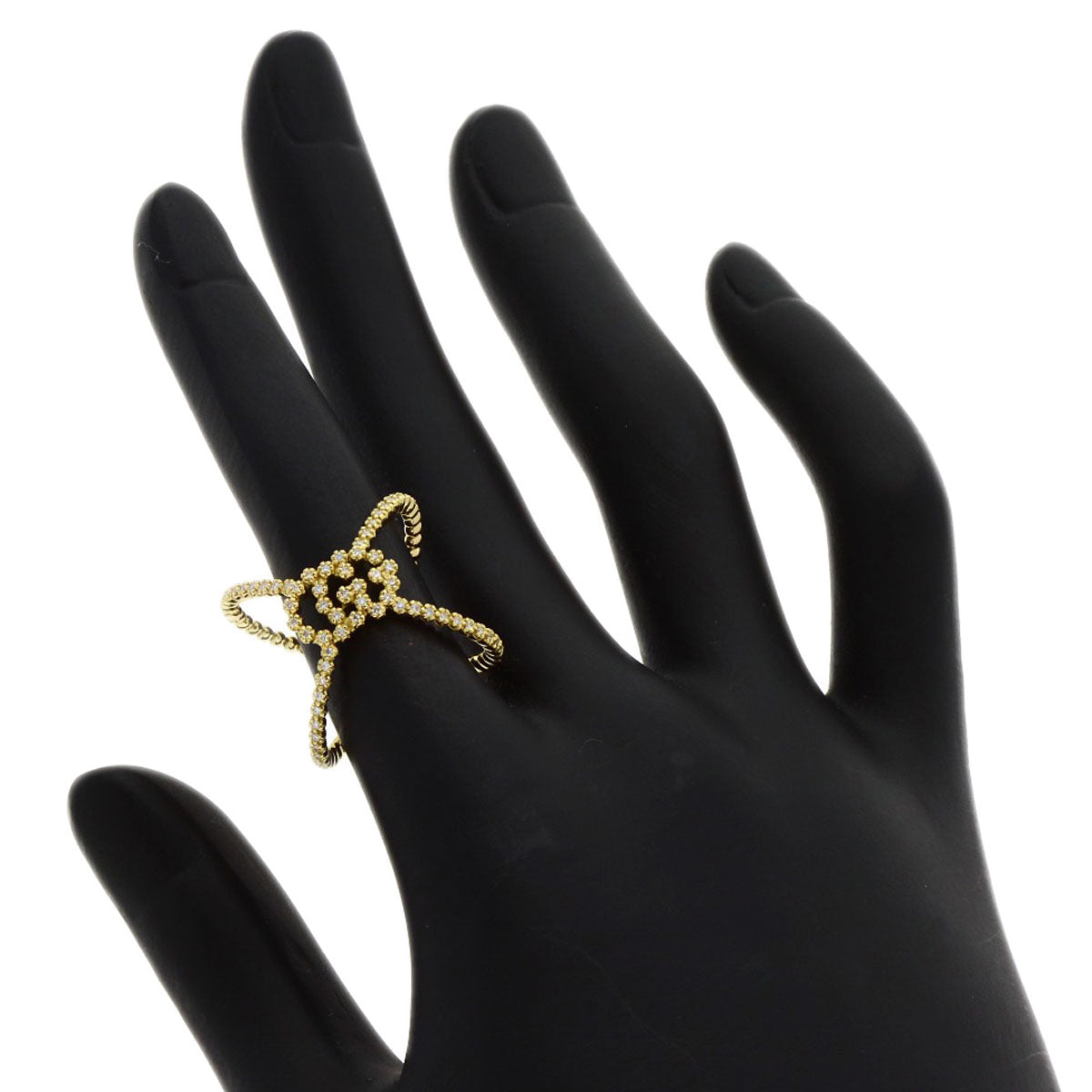 GUCCI グッチ GGランニング X ダイヤモンド #9 リング・指輪 K18YG レディース 中古