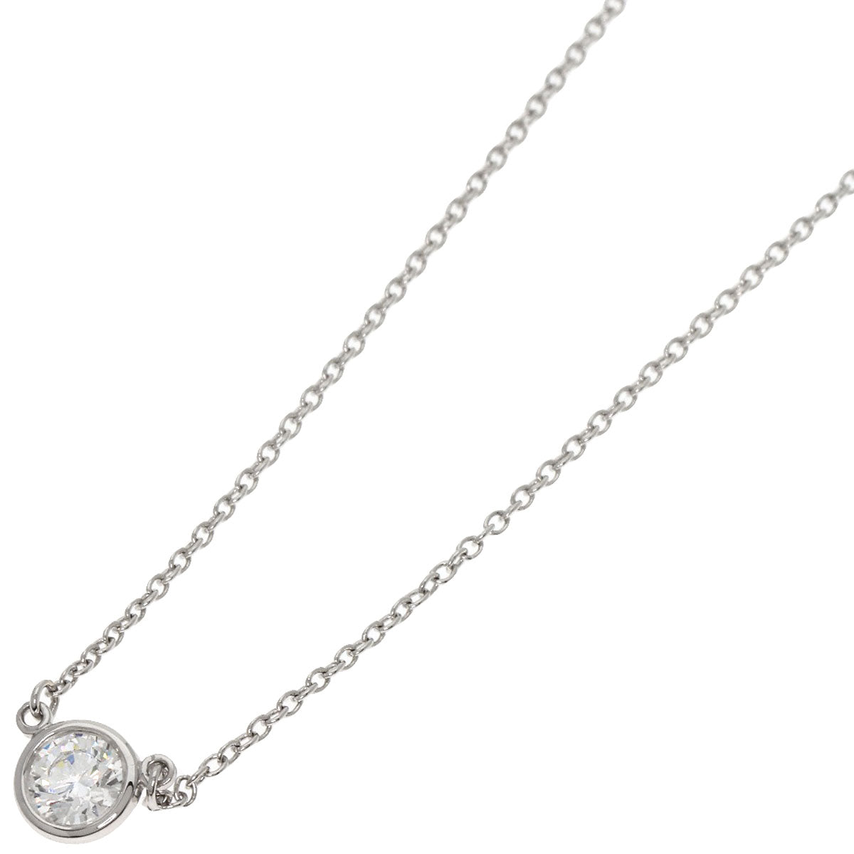TIFFANY&Co. ティファニー バイザヤード 1P ダイヤモンド ネックレス PT950 レディース 中古