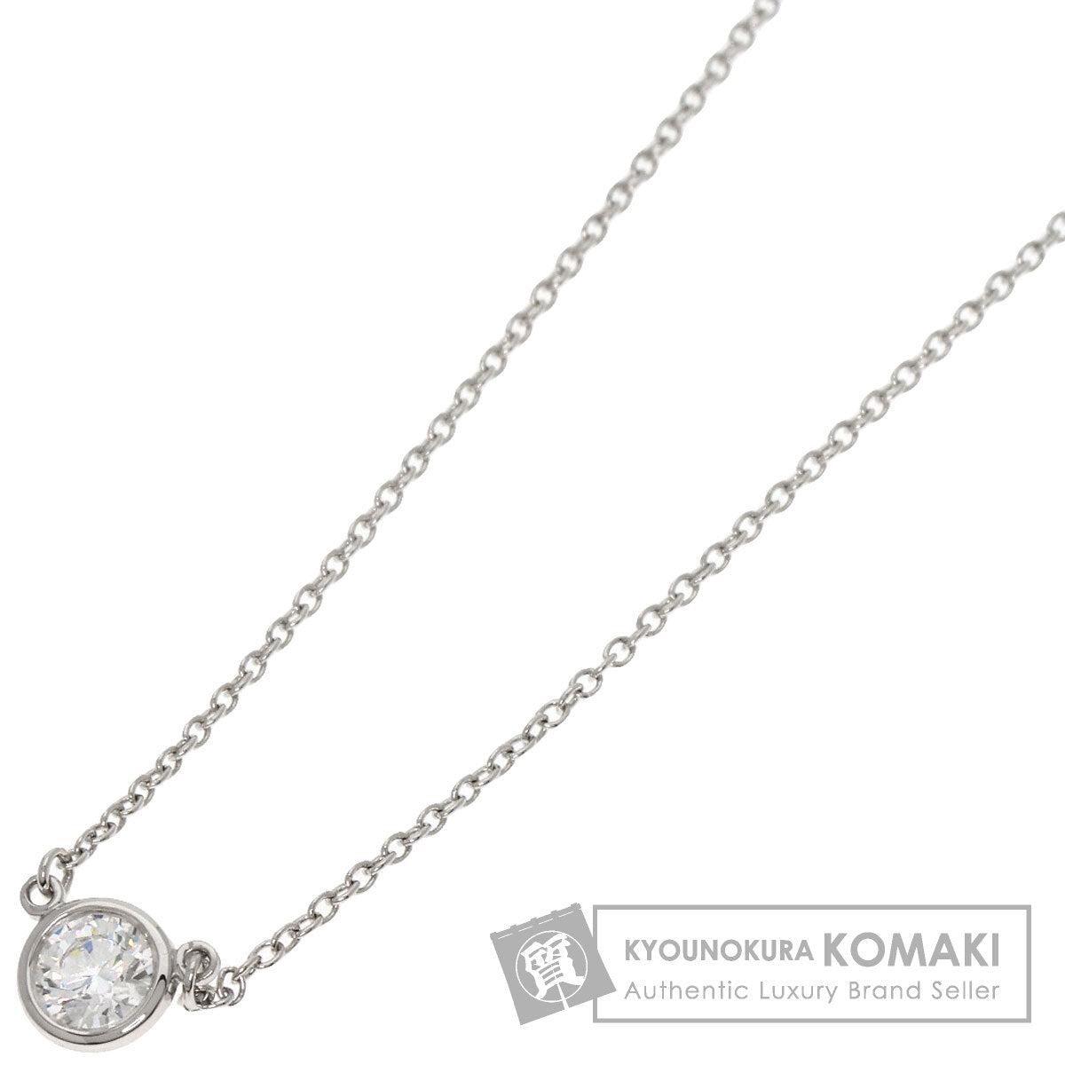 TIFFANY&Co. ティファニー バイザヤード 1P ダイヤモンド ネックレス PT950 レディース 中古