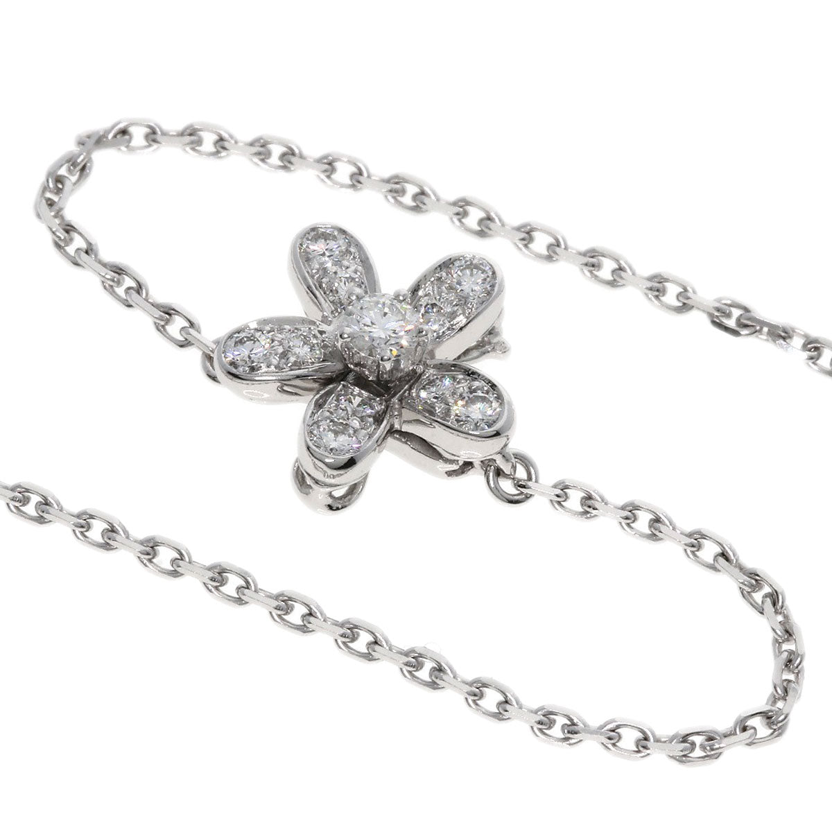 Van Cleef & Arpels ヴァンクリーフ＆アーペル ソクラテス 3フラワー ダイヤモンド ネックレス K18WG レディース 中古