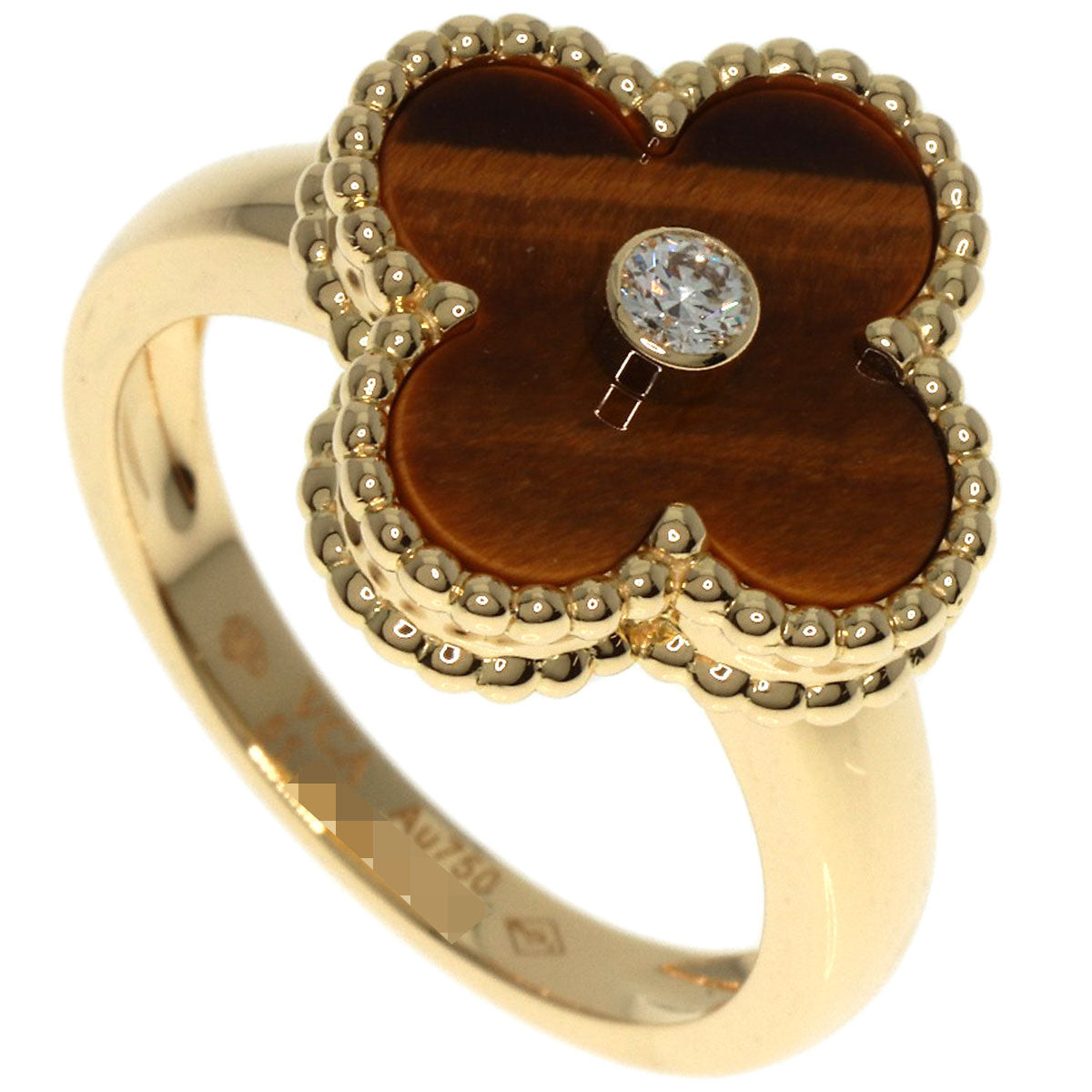 Van Cleef & Arpels ヴァンクリーフ＆アーペル ヴィンテージ アルハンブラ タイガーズアイ #51 リング・指輪 K18YG レディース 中古