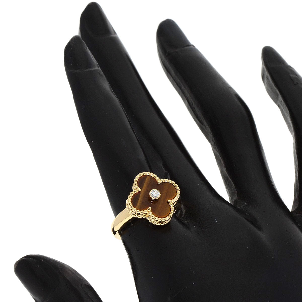 Van Cleef & Arpels ヴァンクリーフ＆アーペル ヴィンテージ アルハンブラ タイガーズアイ #51 リング・指輪 K18YG レディース 中古