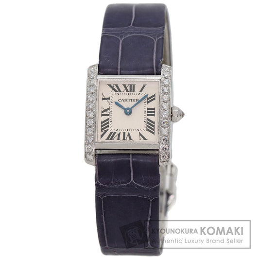 CARTIER カルティエ WE100251 タンクフランセーズ SM サイド ダイヤモンド 腕時計 K18WG レディース 中古