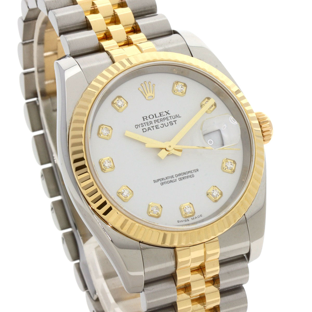 ROLEX ロレックス 116233G デイトジャスト 10P ダイヤモンド 腕時計 SS メンズ 中古