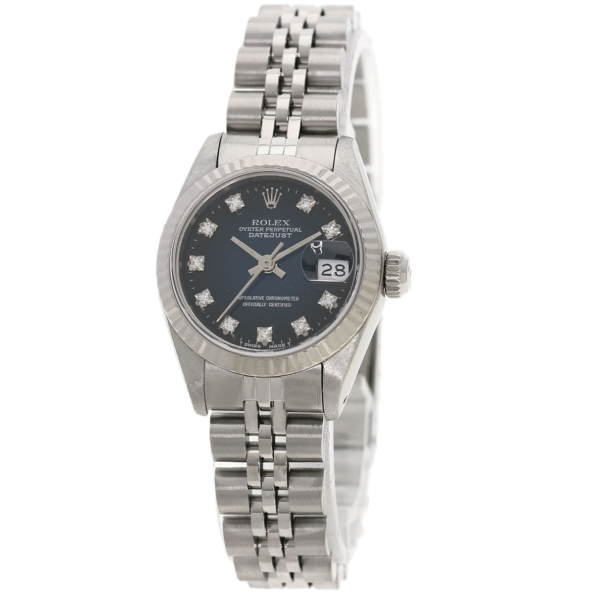 ROLEX ロレックス 69174G デイトジャスト 10P ダイヤモンド ブルーグラデーション 腕時計 SS レディース 中古