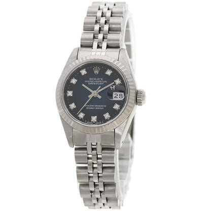 ROLEX ロレックス 69174G デイトジャスト 10P ダイヤモンド ブルーグラデーション 腕時計 SS レディース 中古