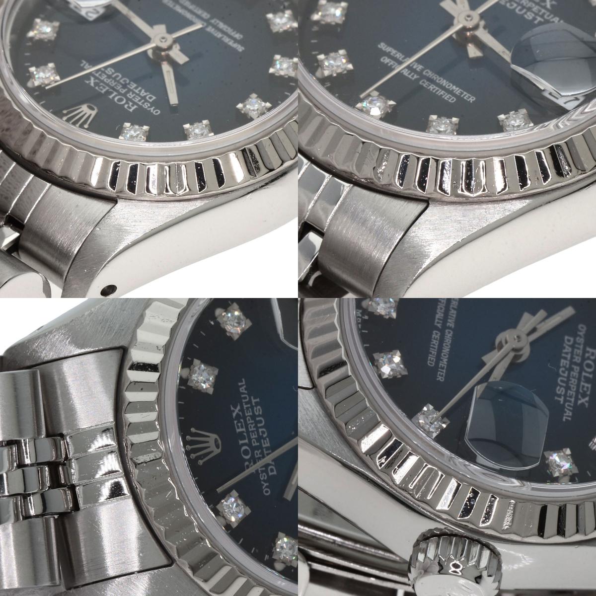ROLEX ロレックス 69174G デイトジャスト 10P ダイヤモンド ブルーグラデーション 腕時計 SS レディース 中古