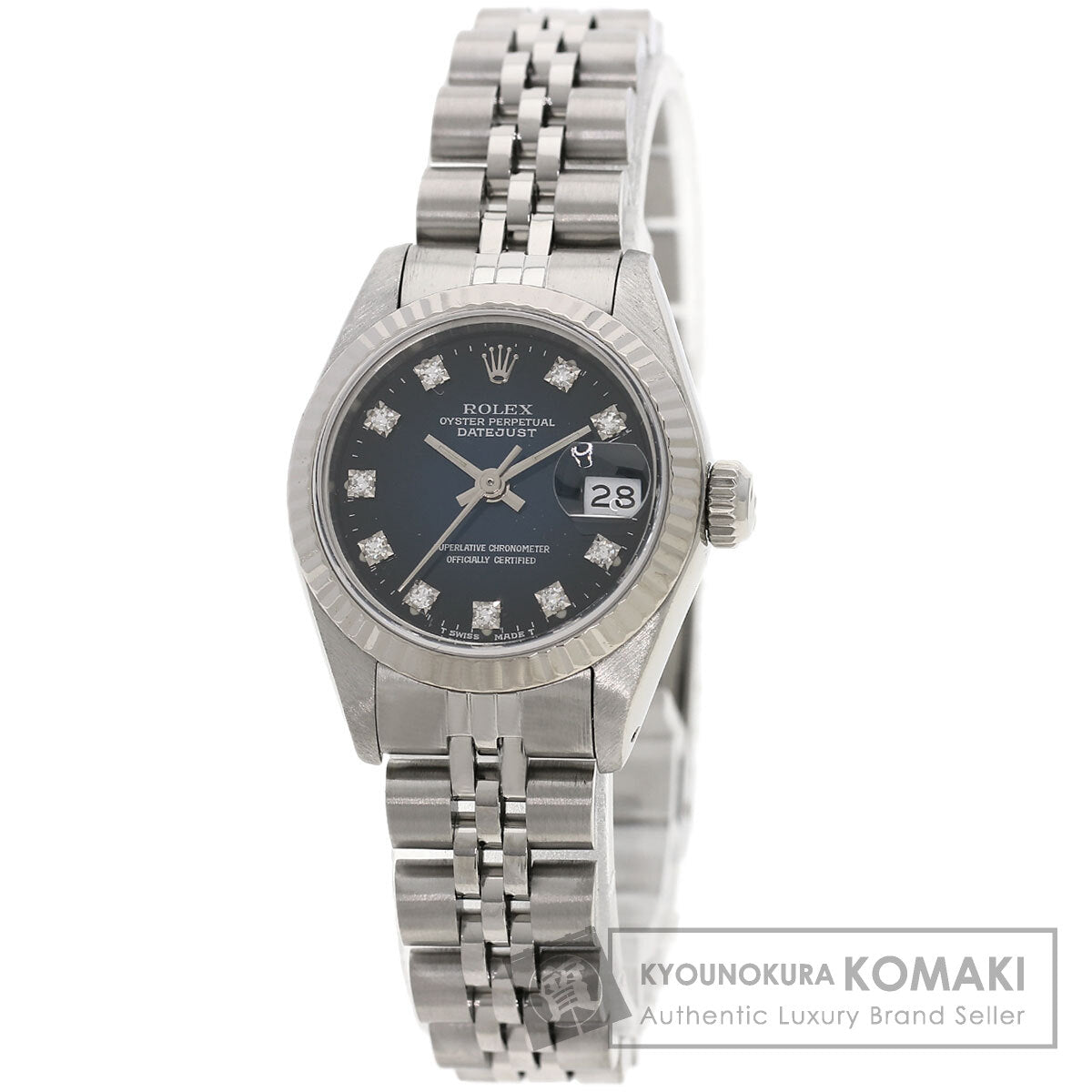 ROLEX ロレックス 69174G デイトジャスト 10P ダイヤモンド ブルーグラデーション 腕時計 SS レディース 中古