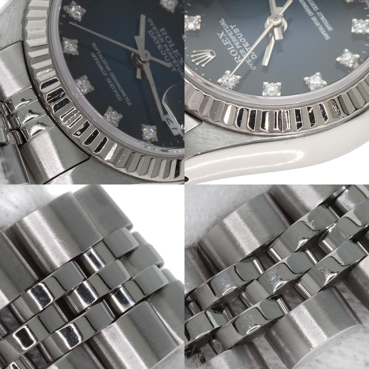 ROLEX ロレックス 69174G デイトジャスト 10P ダイヤモンド ブルーグラデーション 腕時計 SS レディース 中古
