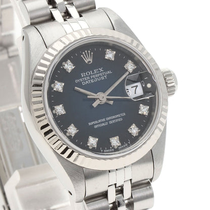 ROLEX ロレックス 69174G デイトジャスト 10P ダイヤモンド ブルーグラデーション 腕時計 SS レディース 中古