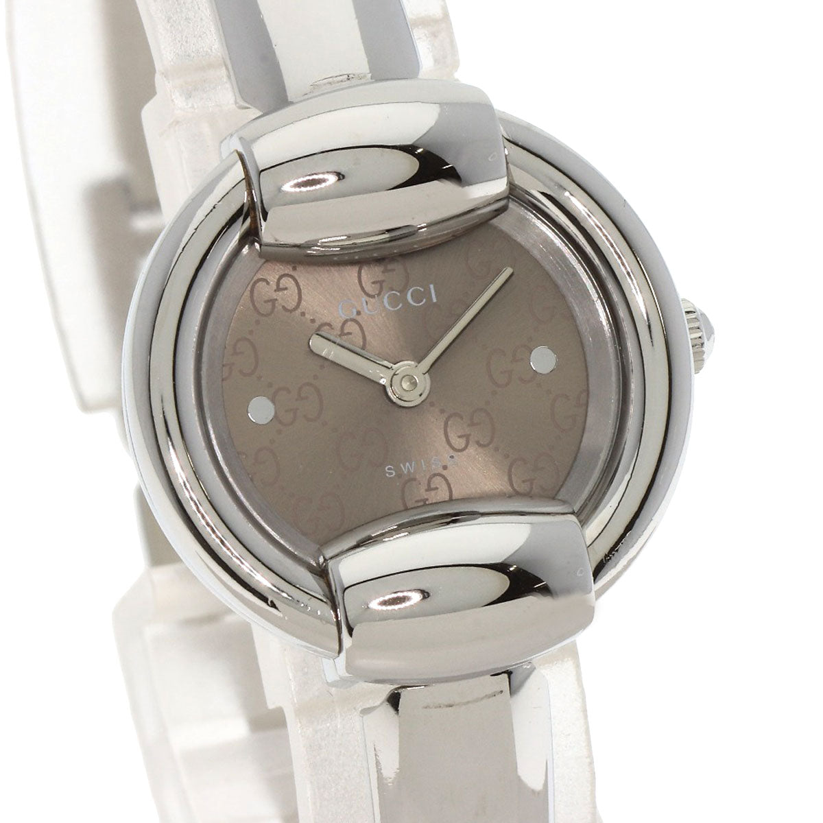 GUCCI グッチ 1400L GG ラウンドフェイス バングル 腕時計 SS レディース 中古