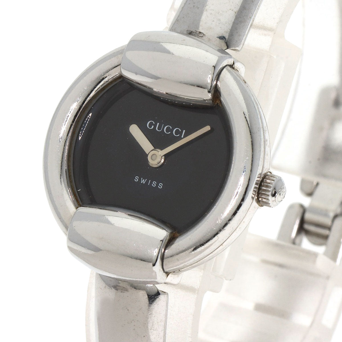 GUCCI グッチ 1400L ラウンドフェイス バングル 腕時計 SS レディース 中古