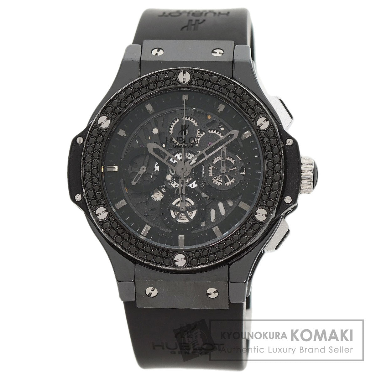 HUBLOT ウブロ 310.CV.1110.RX.1110 アエロバン オールブラック クロノグラフ ブラックダイヤモンドベゼル 腕時計 セラミック メンズ 中古
