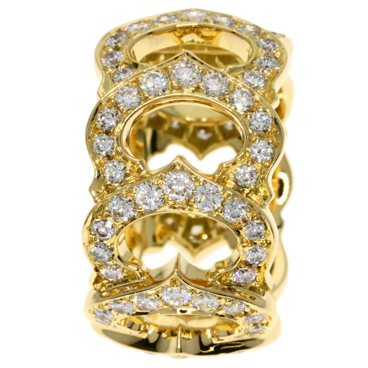 CARTIER カルティエ Cドゥ カルティエ フル ダイヤモンド #54 リング・指輪 K18YG レディース 中古