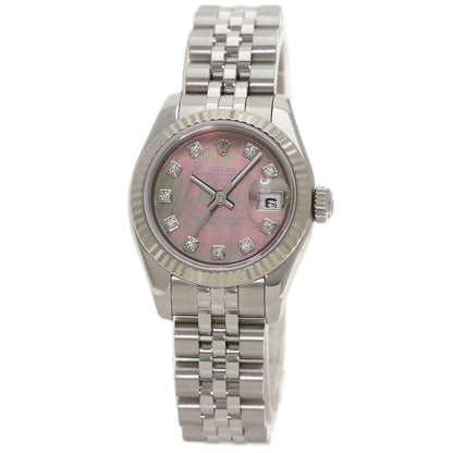 ROLEX ロレックス 179174NG デイトジャスト 10P ダイヤモンド 腕時計 SS レディース 中古