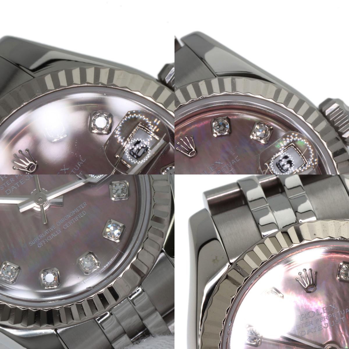 ROLEX ロレックス 179174NG デイトジャスト 10P ダイヤモンド 腕時計 SS レディース 中古
