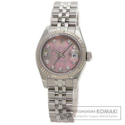 ROLEX ロレックス 179174NG デイトジャスト 10P ダイヤモンド 腕時計 SS レディース 中古