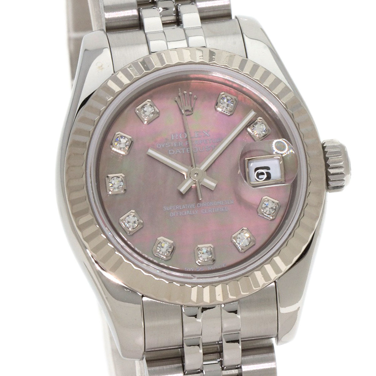 ROLEX ロレックス 179174NG デイトジャスト 10P ダイヤモンド 腕時計 SS レディース 中古