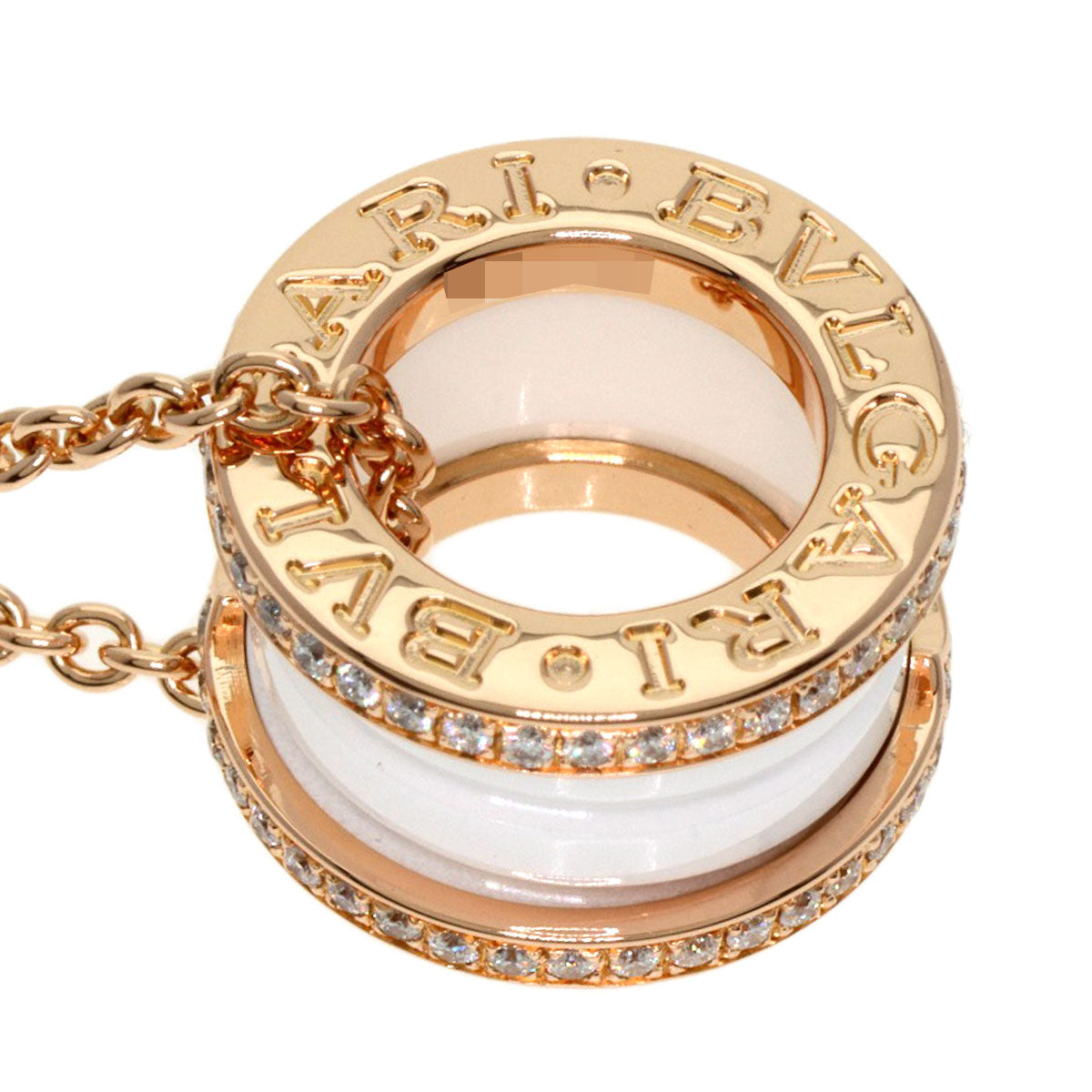 BVLGARI ブルガリ B-zero1 ビーゼロワン ホワイト セラミック ダイヤモンド ネックレス K18PG レディース 中古