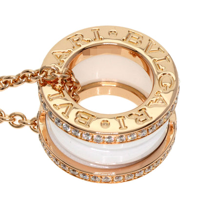 BVLGARI ブルガリ B-zero1 ビーゼロワン ホワイト セラミック ダイヤモンド ネックレス K18PG レディース 中古