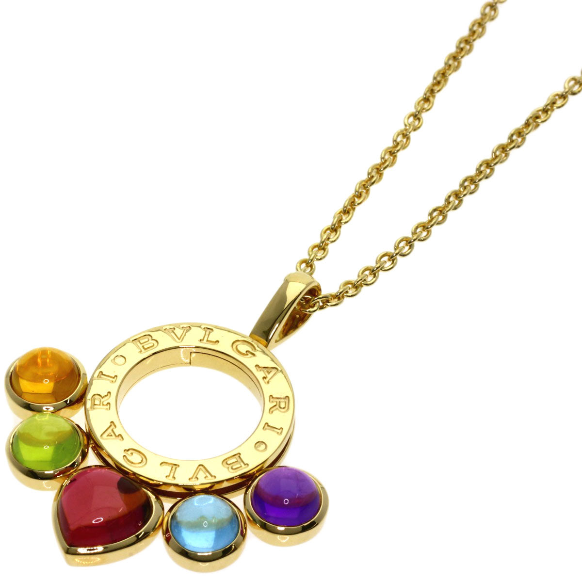 BVLGARI ブルガリ アレグラ マルチカラーストーン ネックレス K18YG レディース 中古