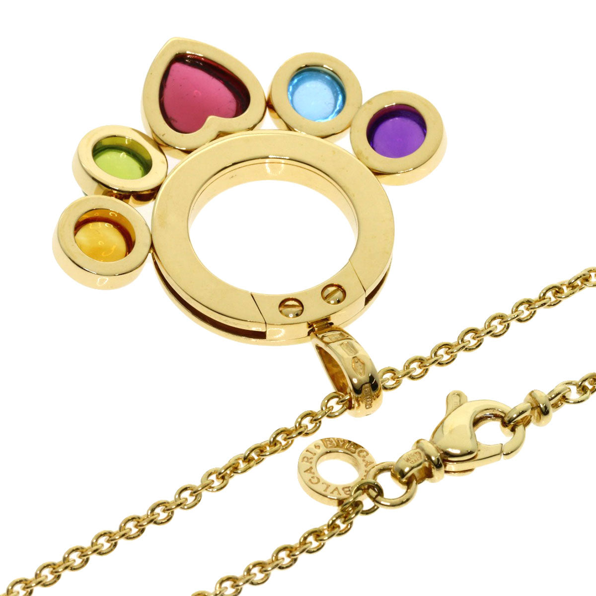 BVLGARI ブルガリ アレグラ マルチカラーストーン ネックレス K18YG レディース 中古