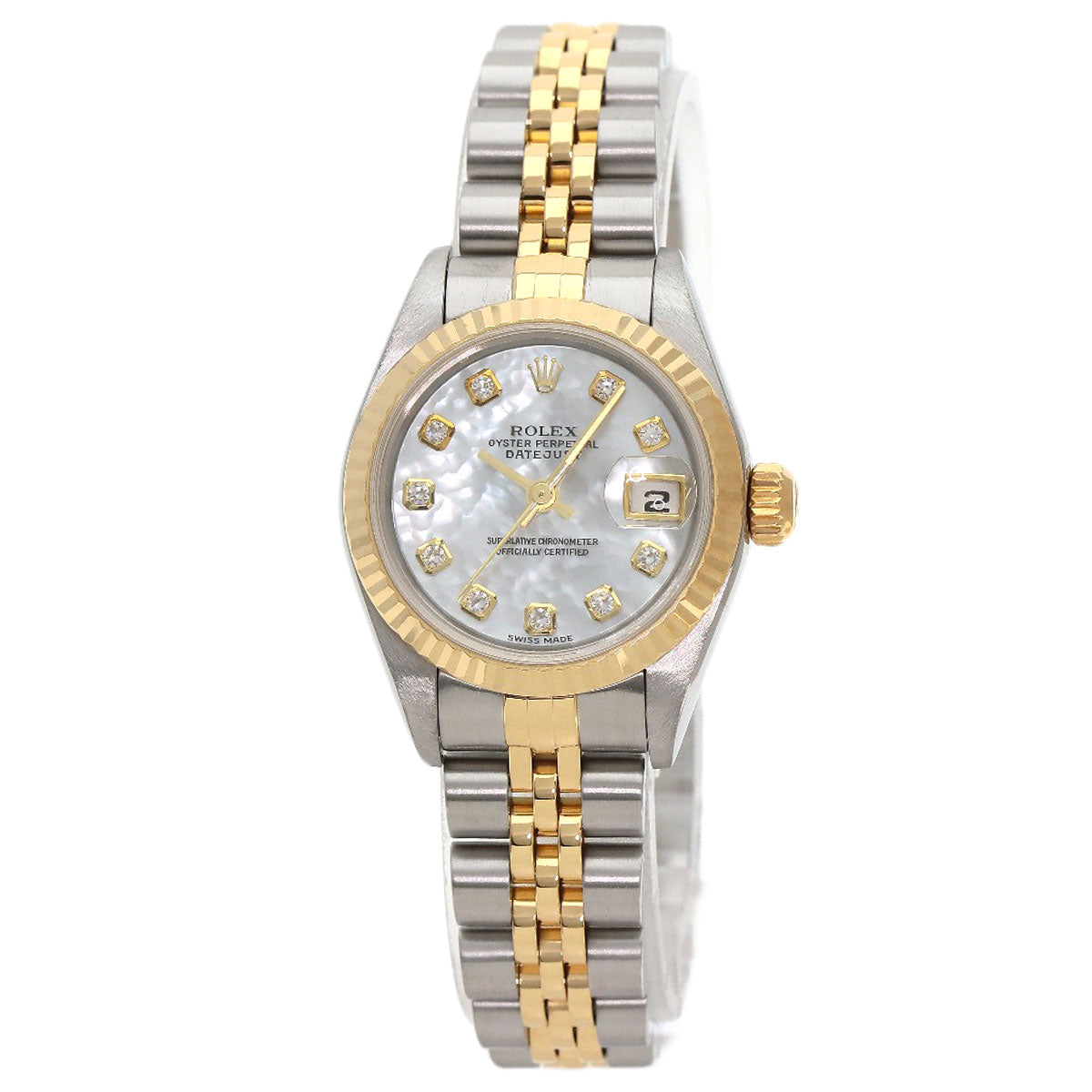 ROLEX ロレックス 79173NG デイトジャスト10P ダイヤモンド 腕時計 SS レディース 中古