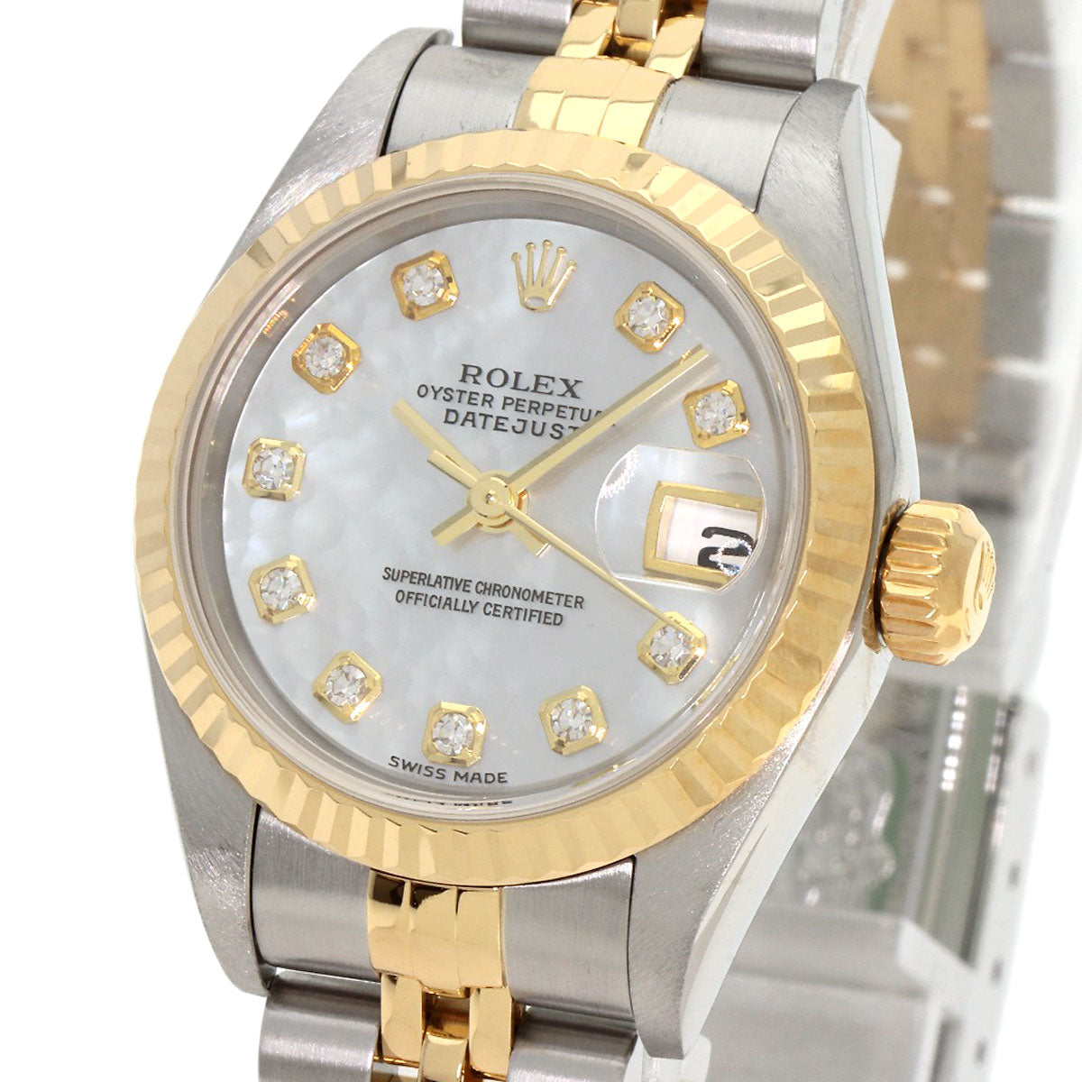 ROLEX ロレックス 79173NG デイトジャスト10P ダイヤモンド 腕時計 SS レディース 中古