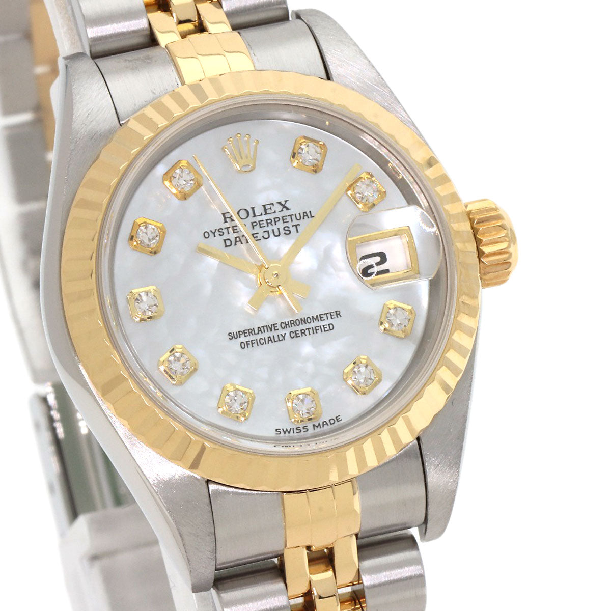 ROLEX ロレックス 79173NG デイトジャスト10P ダイヤモンド 腕時計 SS レディース 中古