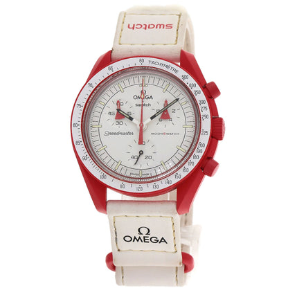 Swatch スウォッチ SO33R100 オメガ ムーンスウォッチ MISSION TO MARS 腕時計 セラミック メンズ 中古