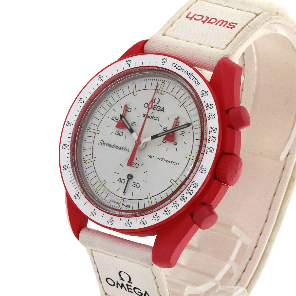 Swatch スウォッチ SO33R100 オメガ ムーンスウォッチ MISSION TO MARS 腕時計 セラミック メンズ 中古