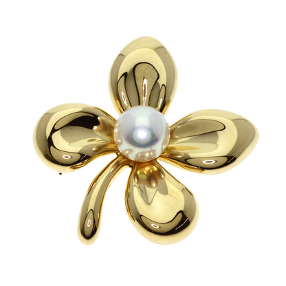 MIKIMOTO ミキモト 四つ葉 クローバー パール 真珠 ブローチ K18YG レディース 中古