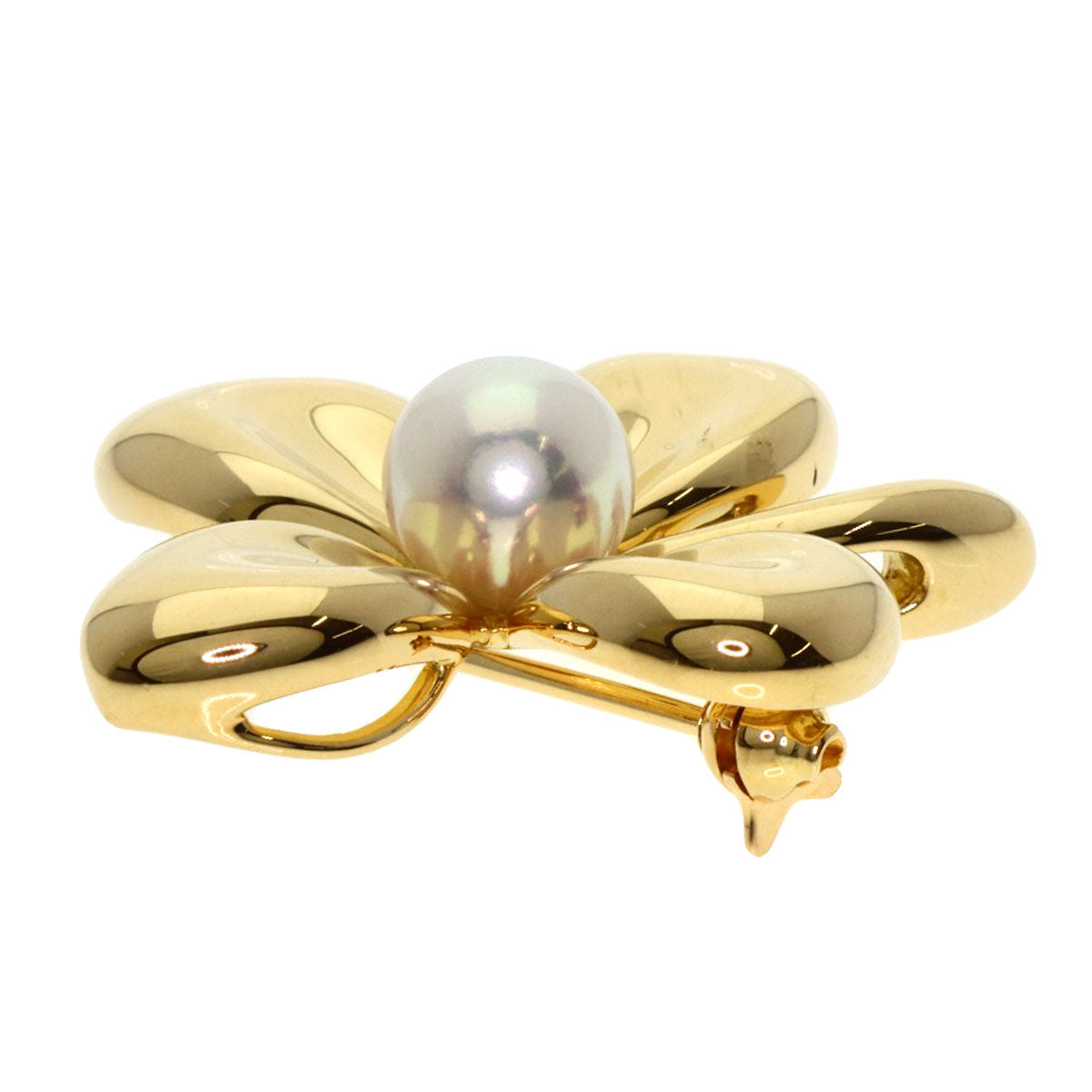 MIKIMOTO ミキモト 四つ葉 クローバー パール 真珠 ブローチ K18YG レディース 中古