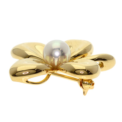 MIKIMOTO ミキモト 四つ葉 クローバー パール 真珠 ブローチ K18YG レディース 中古
